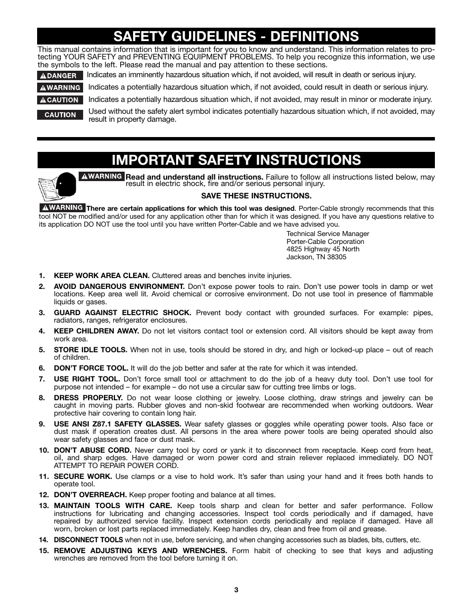 Porter-Cable 4212 User Manual | Page 3 / 44