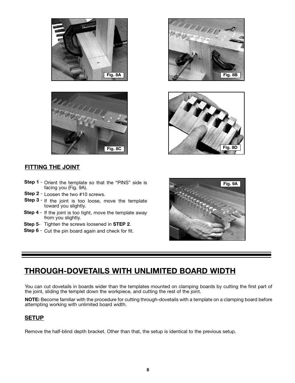 Through-dovetails with unlimited board width | Porter-Cable 4212 User Manual | Page 8 / 44