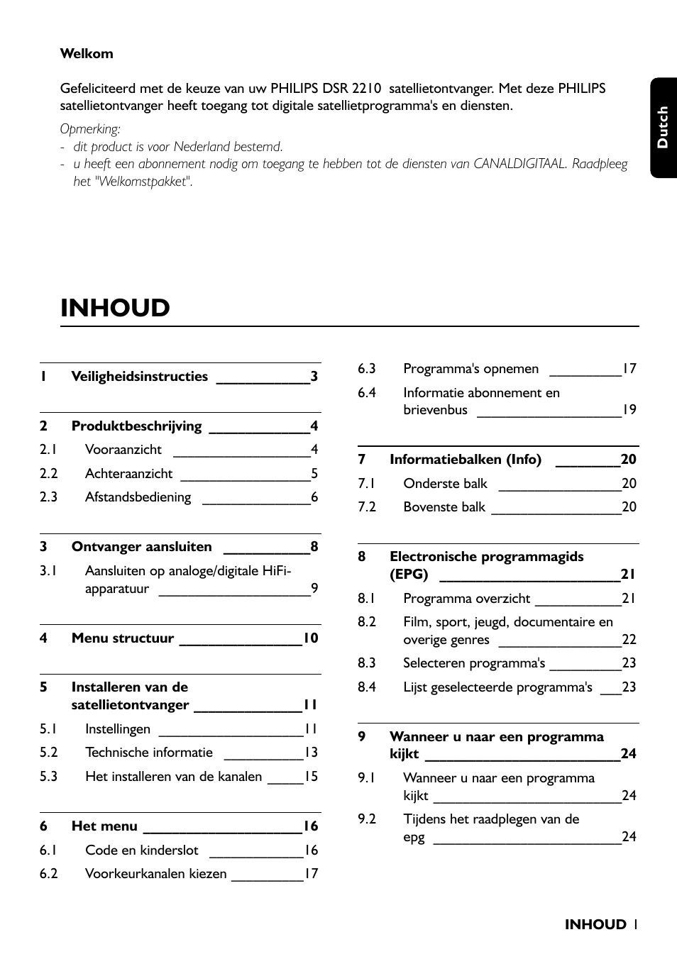 Inhoud | Porter-Cable DSR2210 User Manual | Page 3 / 80