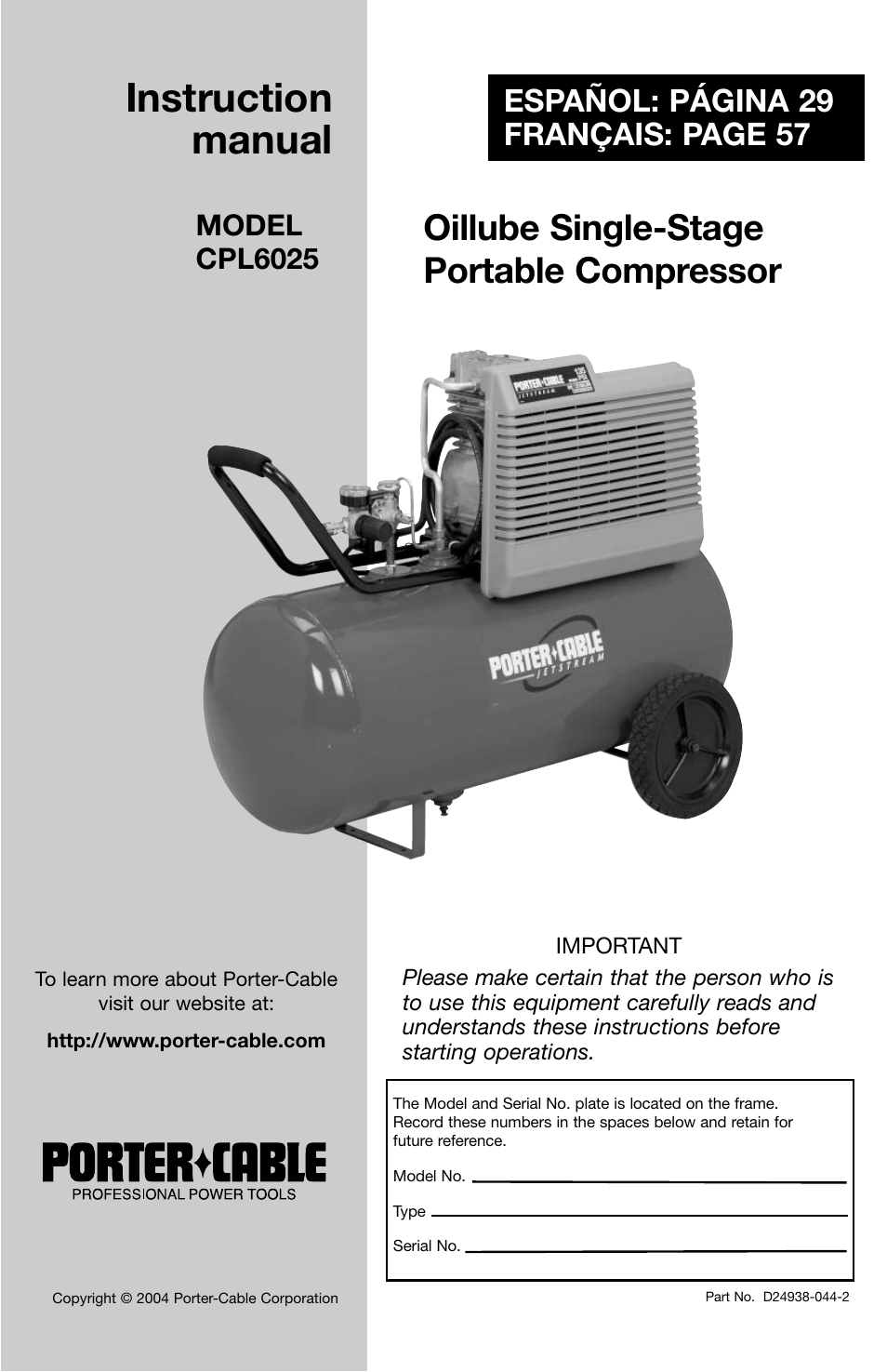 Porter-Cable D24938-044-2 User Manual | 28 pages