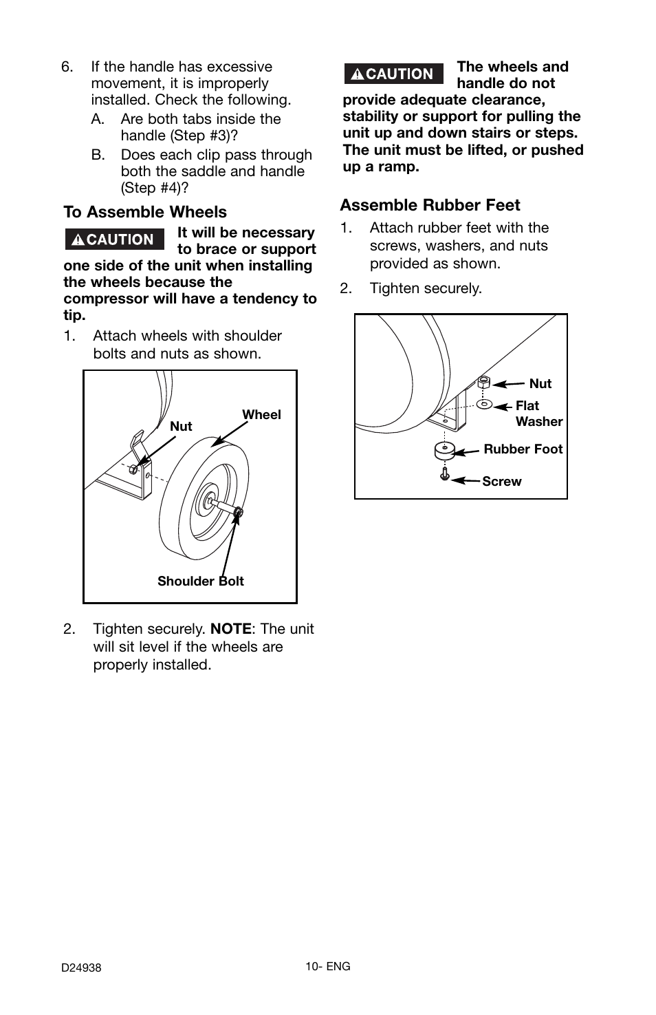Assemble rubber feet | Porter-Cable D24938-044-2 User Manual | Page 10 / 28