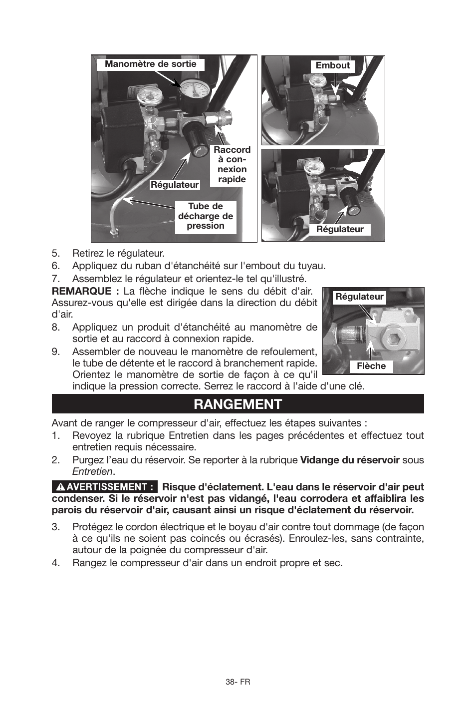 Rangement | Porter-Cable C6110 User Manual | Page 38 / 72