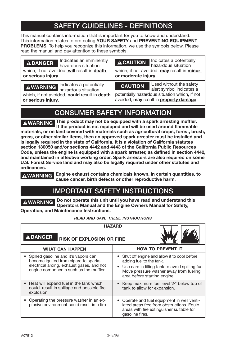 Important safety instructions | Porter-Cable A07513-0412-0 User Manual | Page 2 / 18