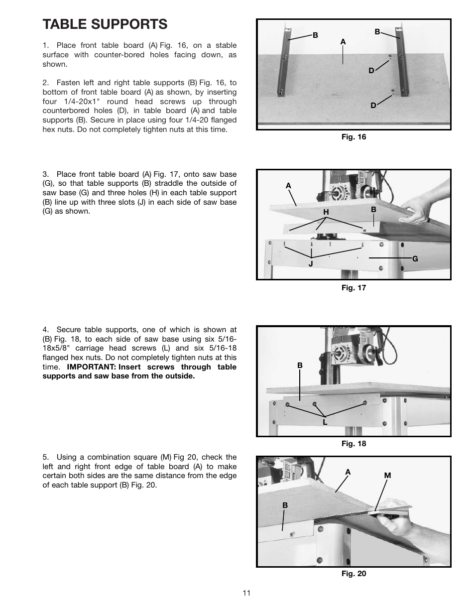 Table supports | Porter-Cable RS830 User Manual | Page 11 / 30