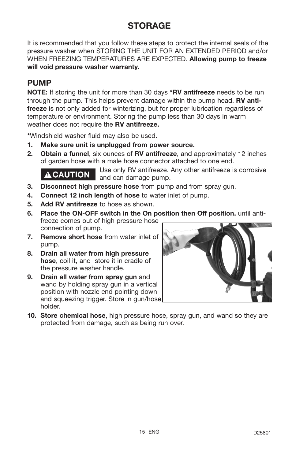 Storage, Pump | Porter-Cable PCE1700 User Manual | Page 15 / 20