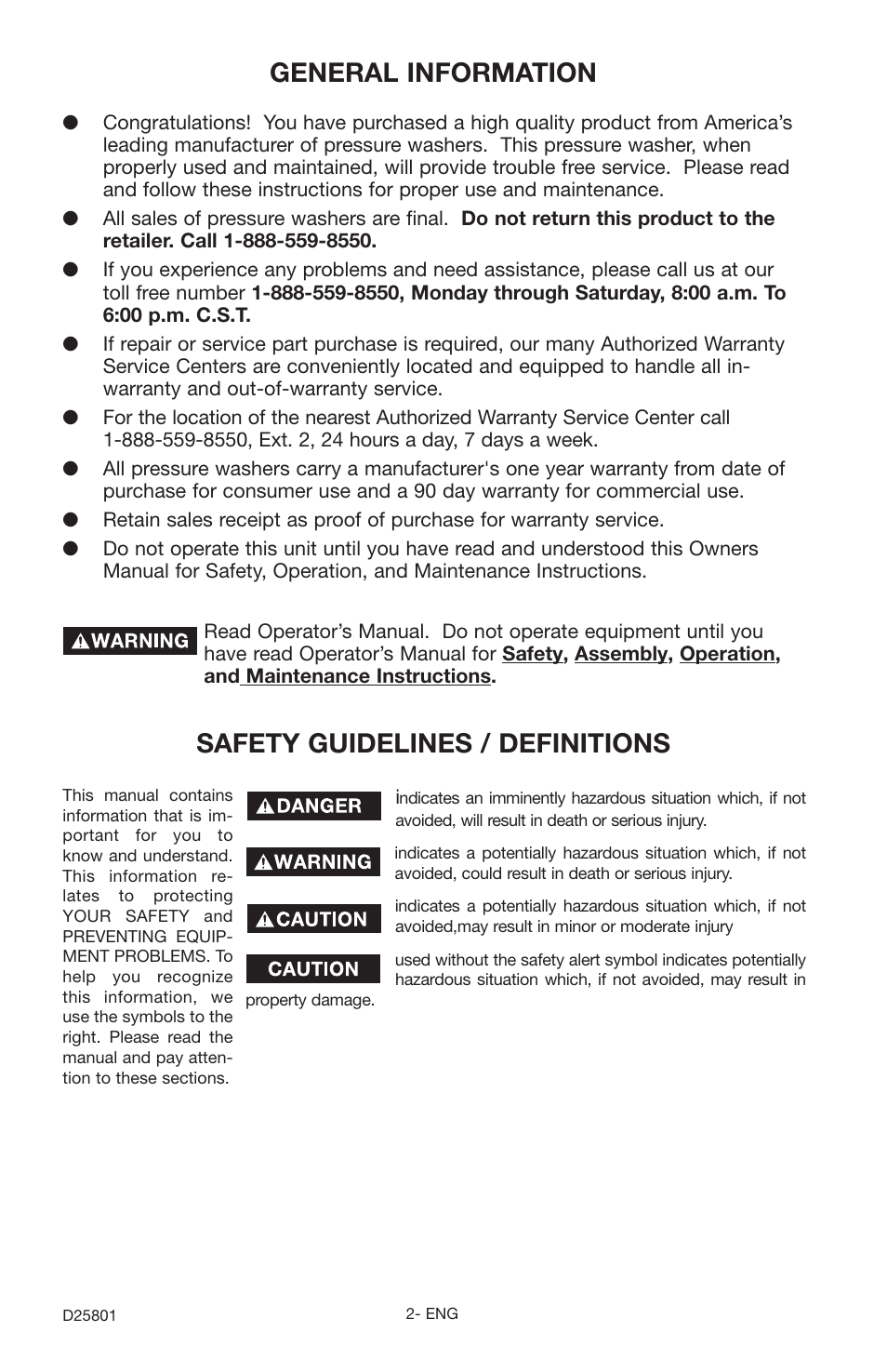 Safety guidelines / definitions, General information | Porter-Cable PCE1700 User Manual | Page 2 / 20