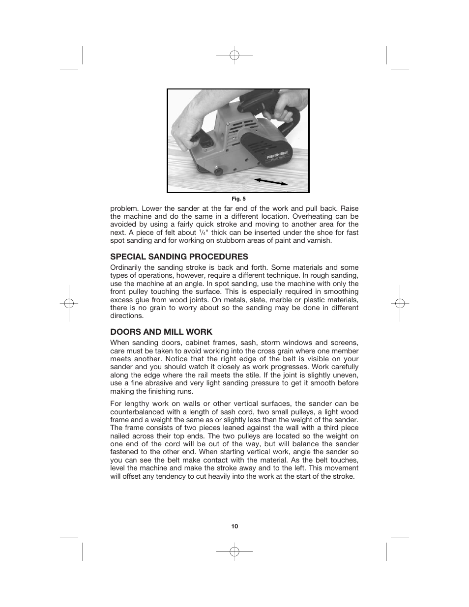 Special sanding procedures, Doors and mill work | Porter-Cable 360 User Manual | Page 10 / 15