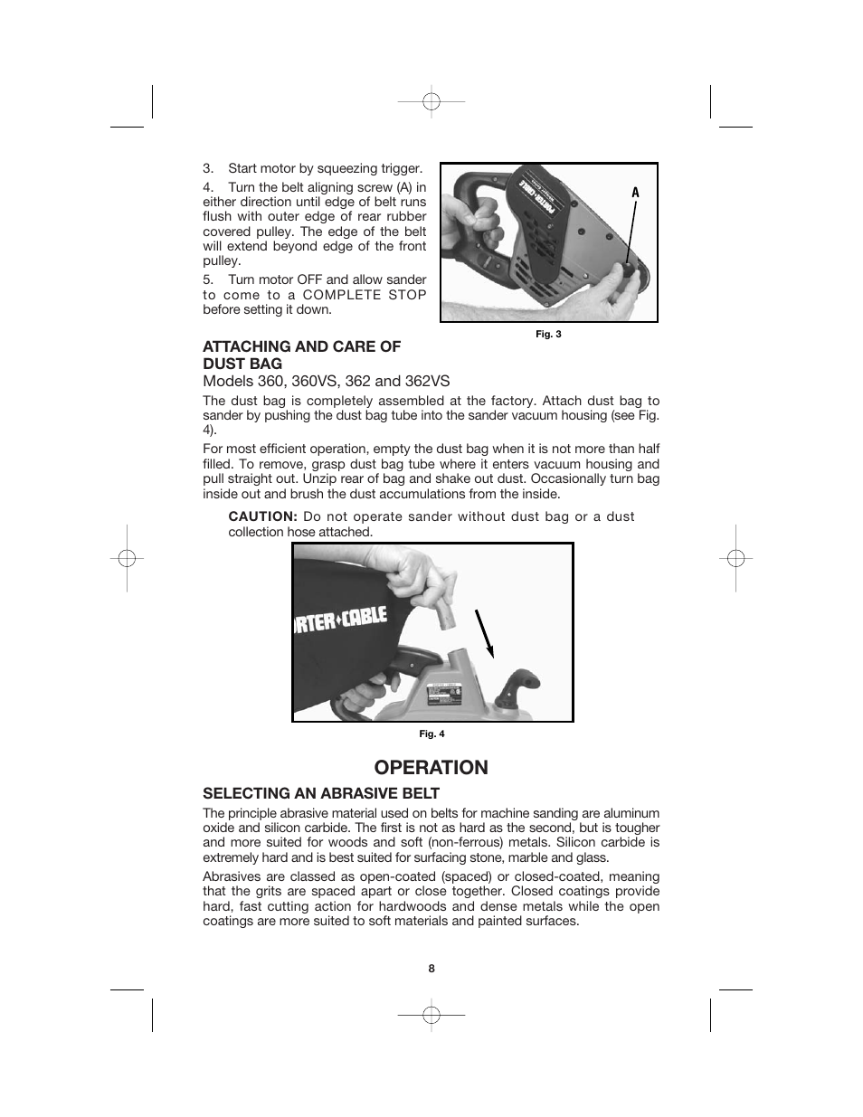 Operation | Porter-Cable 360 User Manual | Page 8 / 15