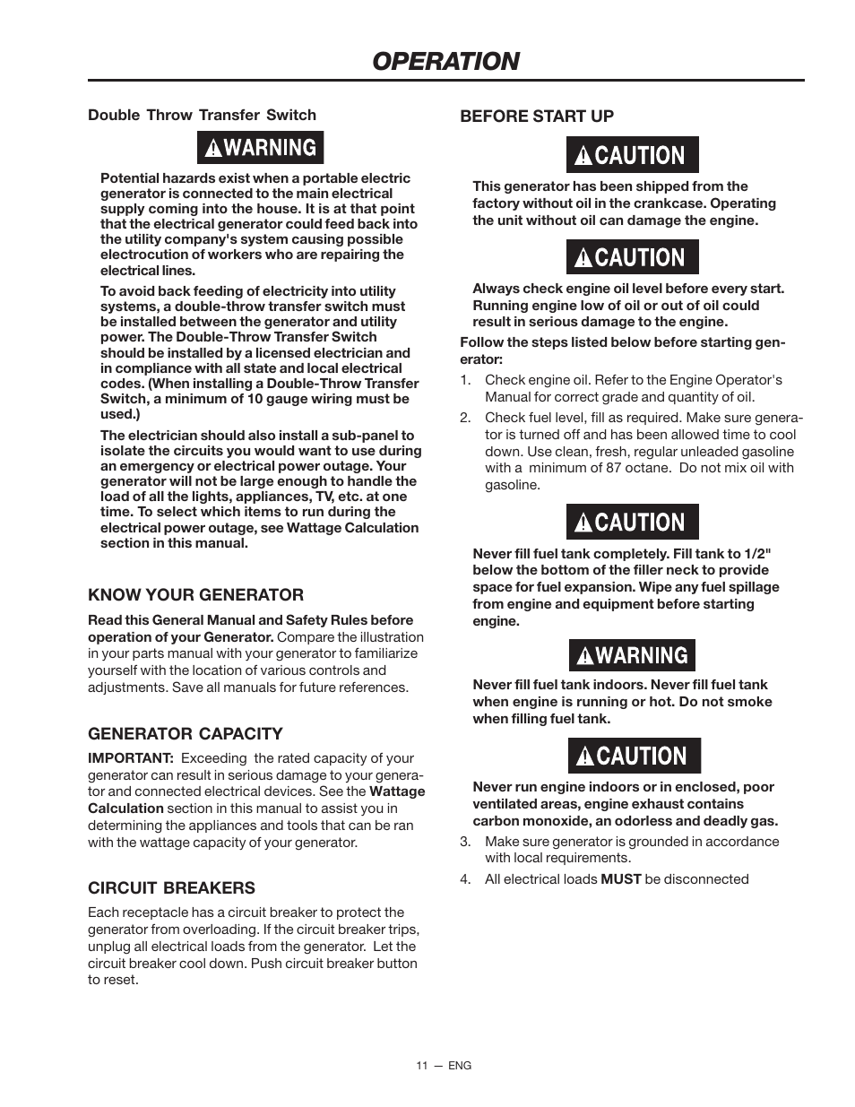 Operation | Porter-Cable CH250 User Manual | Page 11 / 20