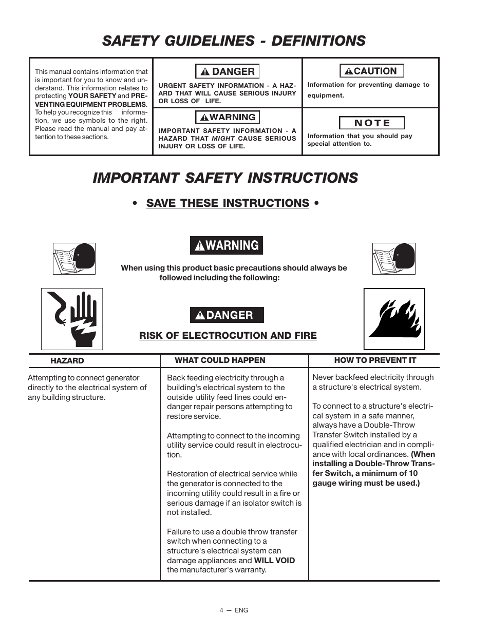 Save these instructions | Porter-Cable CH250 User Manual | Page 4 / 20