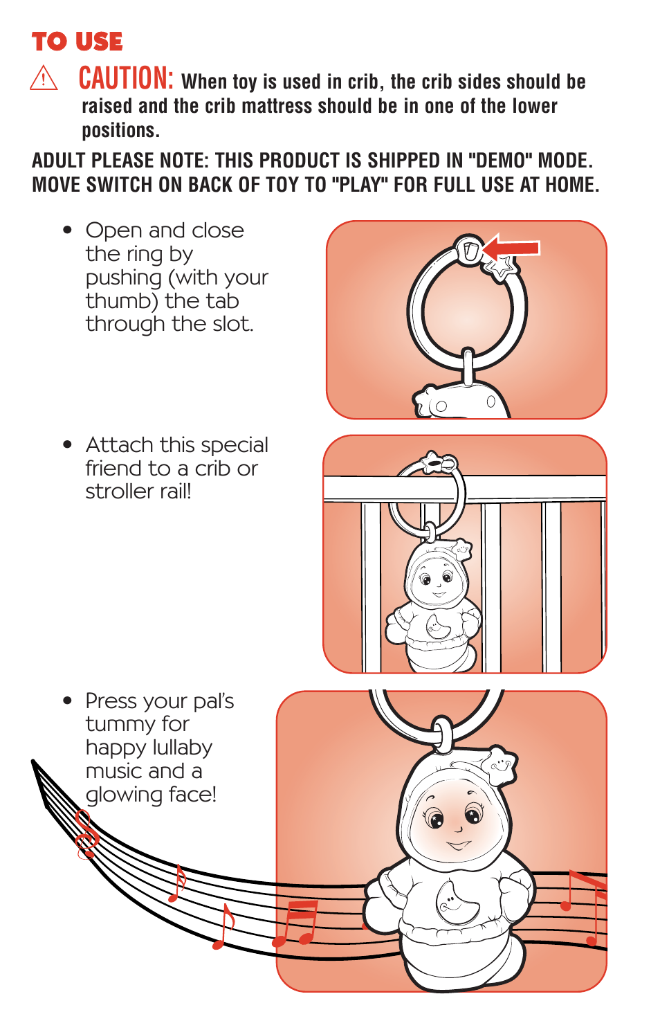 Caution | Playskool Li'l Glofriends 06564 User Manual | Page 2 / 4