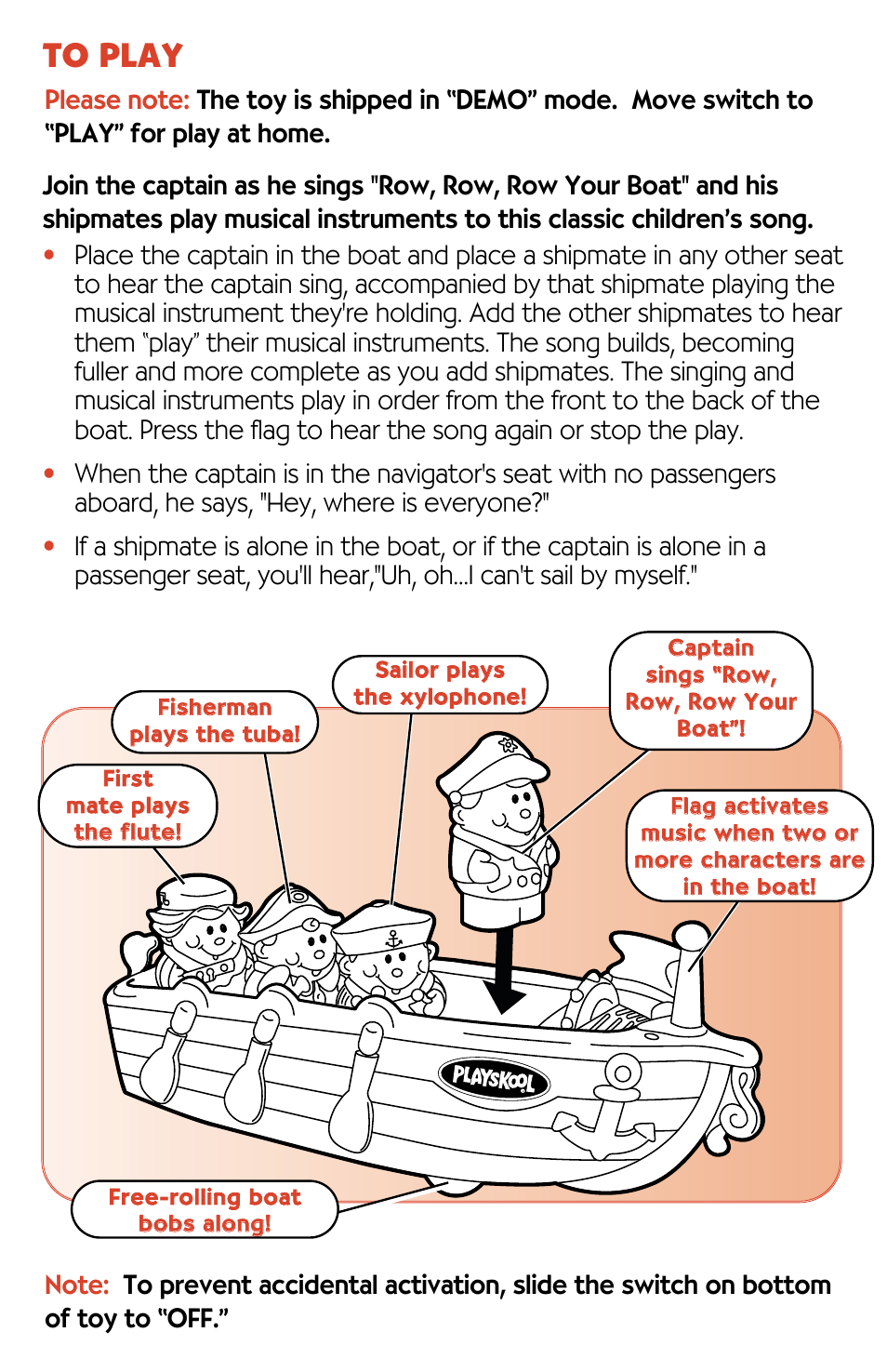 Playskool Fun Tunes Rowboat 06027/06035 User Manual | Page 2 / 4