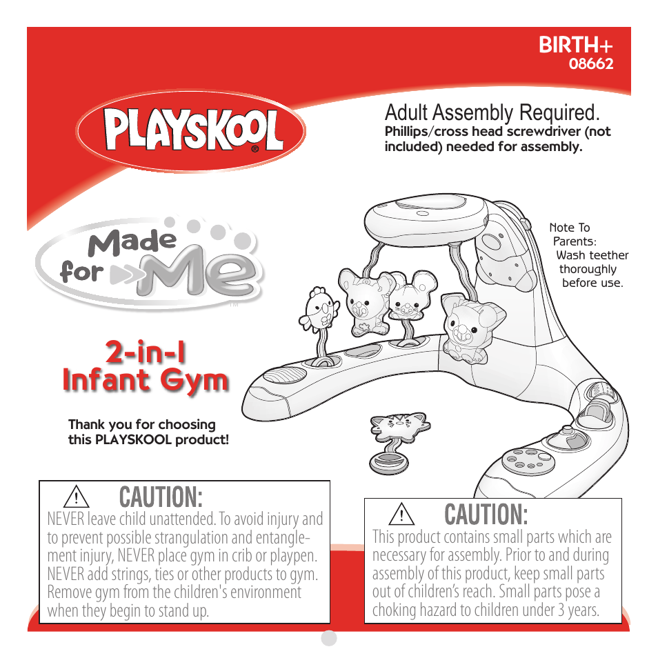 Playskool 2-in-1 Infant Gym 08662 User Manual | 12 pages