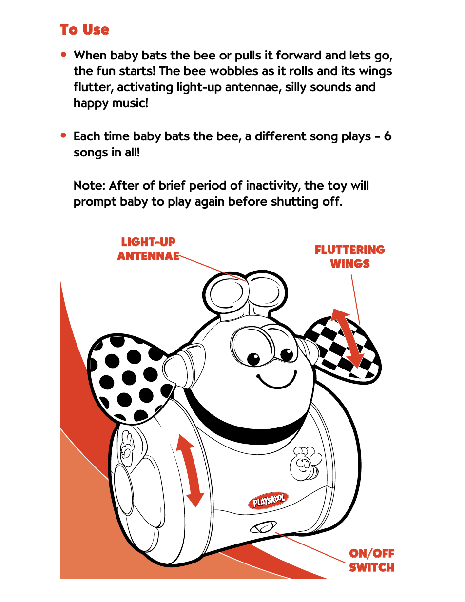 Tto o u us se e | Playskool Crawl n' Flutter Bee 06549 User Manual | Page 2 / 4