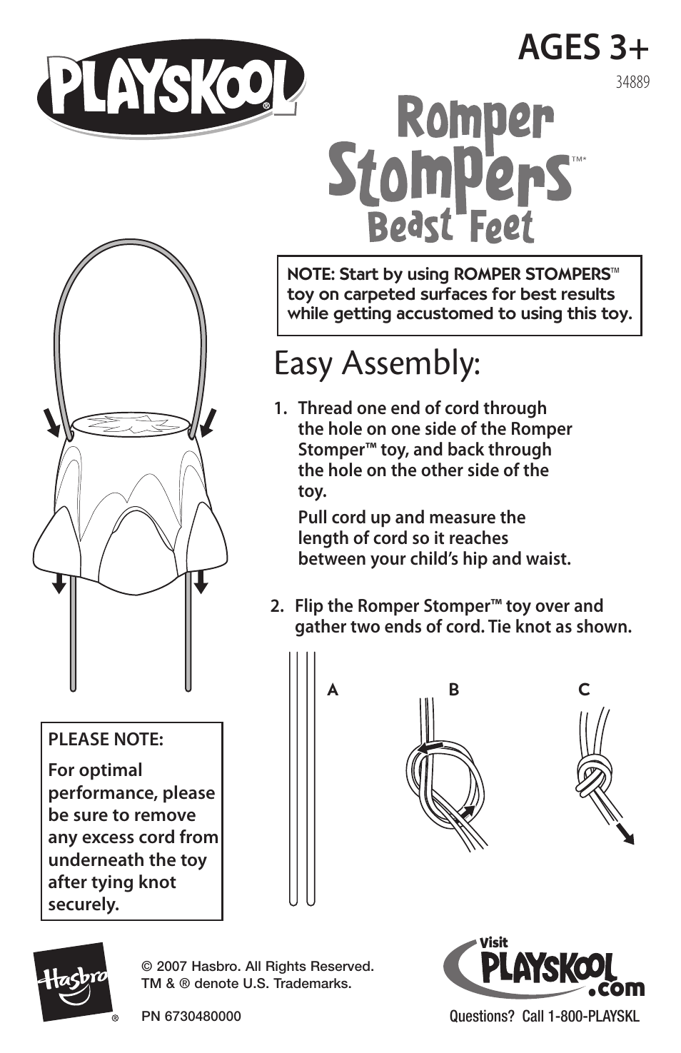 Playskool Romper Stompers Beast Feet 34889 User Manual | 1 page