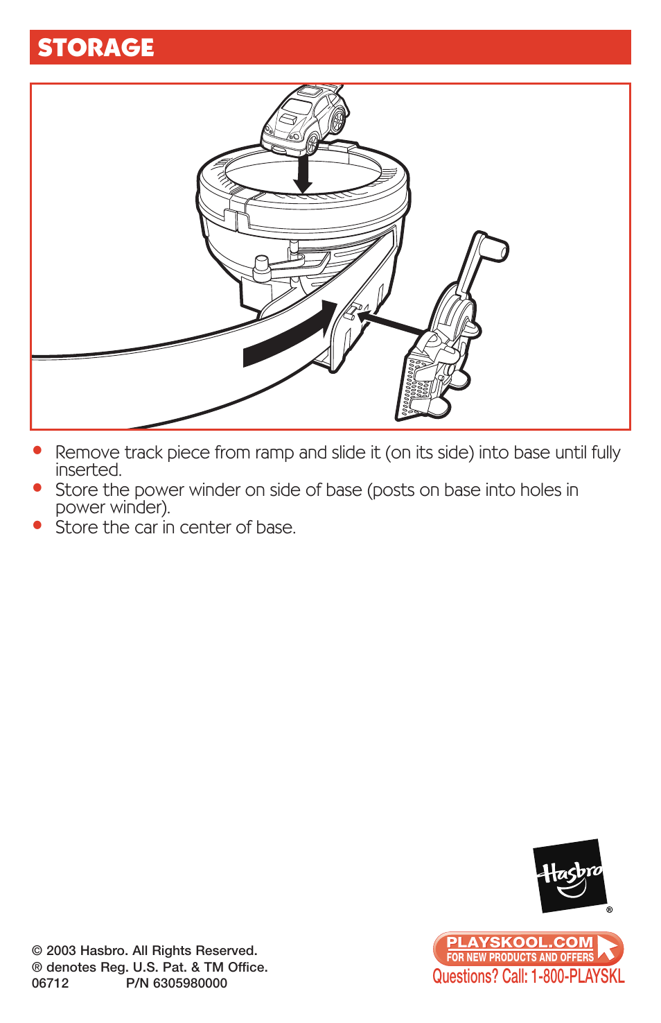 Storage | Playskool Speedstars Vortex Speedway 06712 User Manual | Page 4 / 4