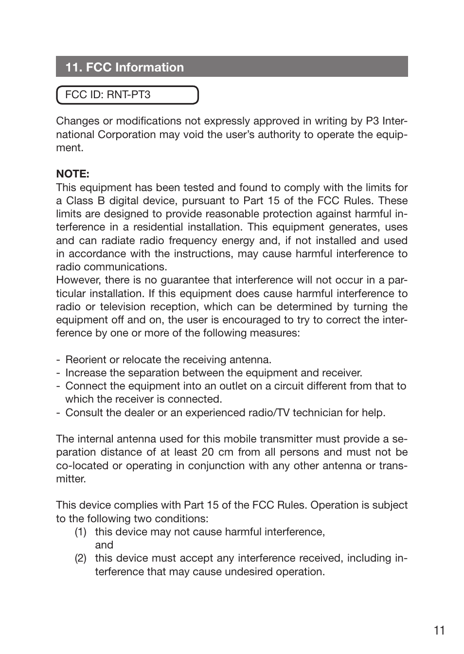 P3 International P3 E9310 User Manual | Page 11 / 12