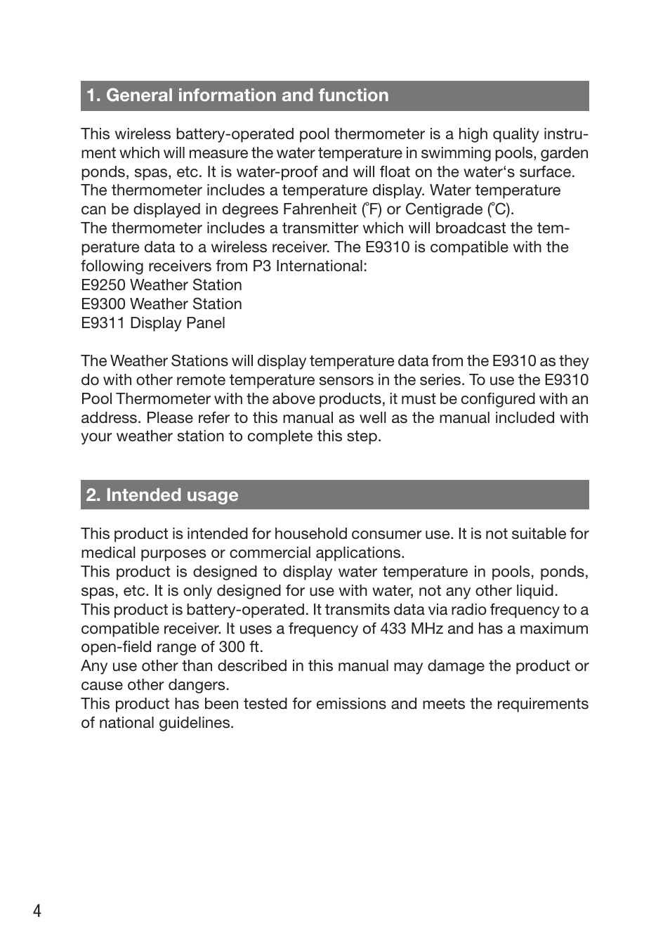 P3 International P3 E9310 User Manual | Page 4 / 12