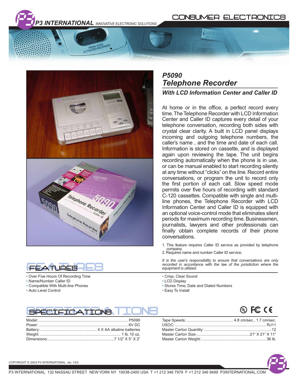 P3 International P5090 User Manual | 1 page