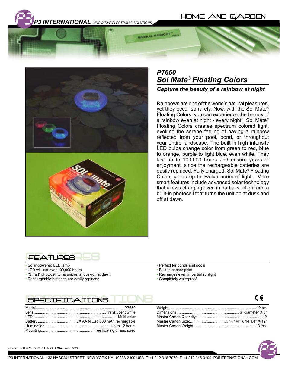 P3 International Sol Mate P7650 User Manual | 1 page