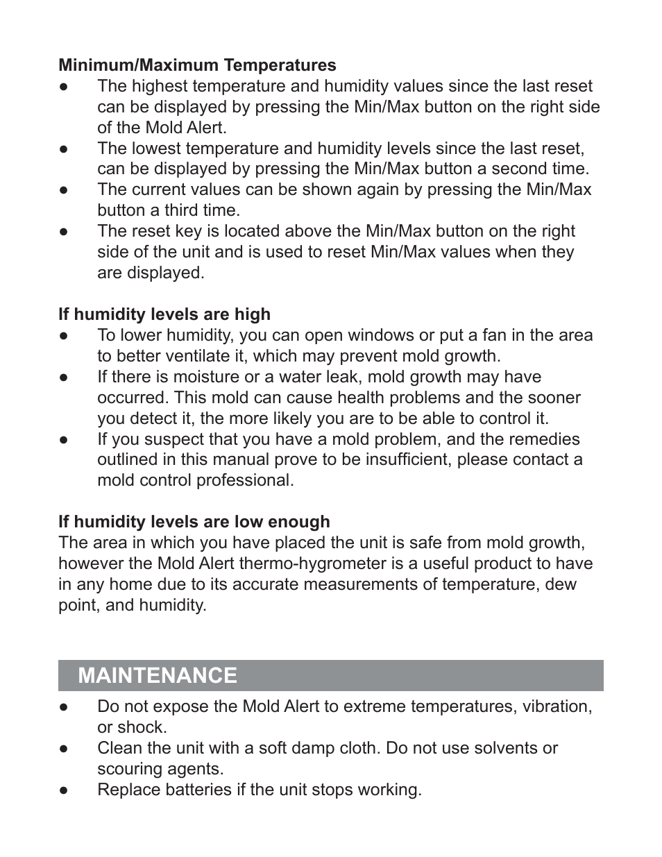 Maintenance | P3 International Mold Alert P0270 User Manual | Page 5 / 8