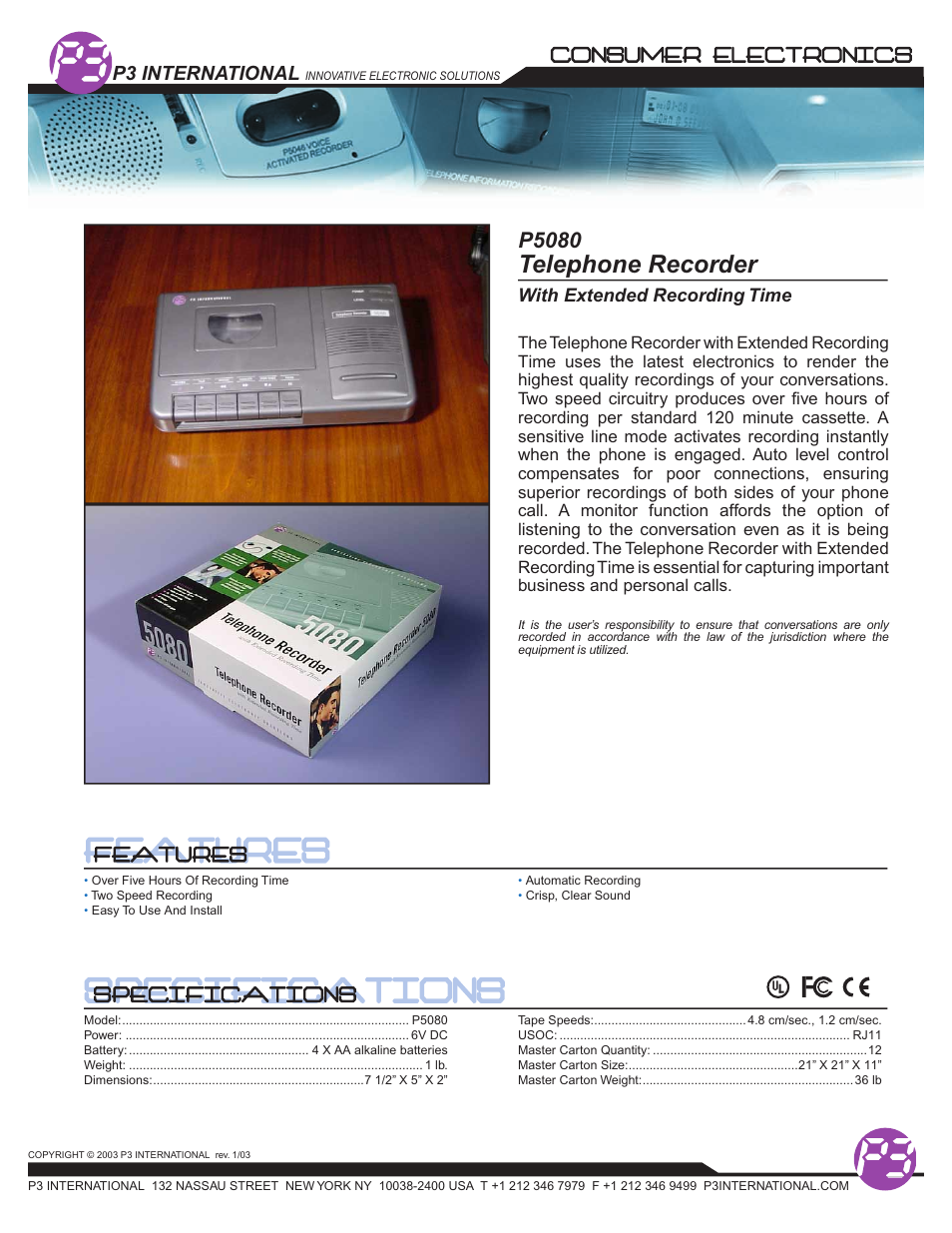 P3 International P5080 User Manual | 1 page