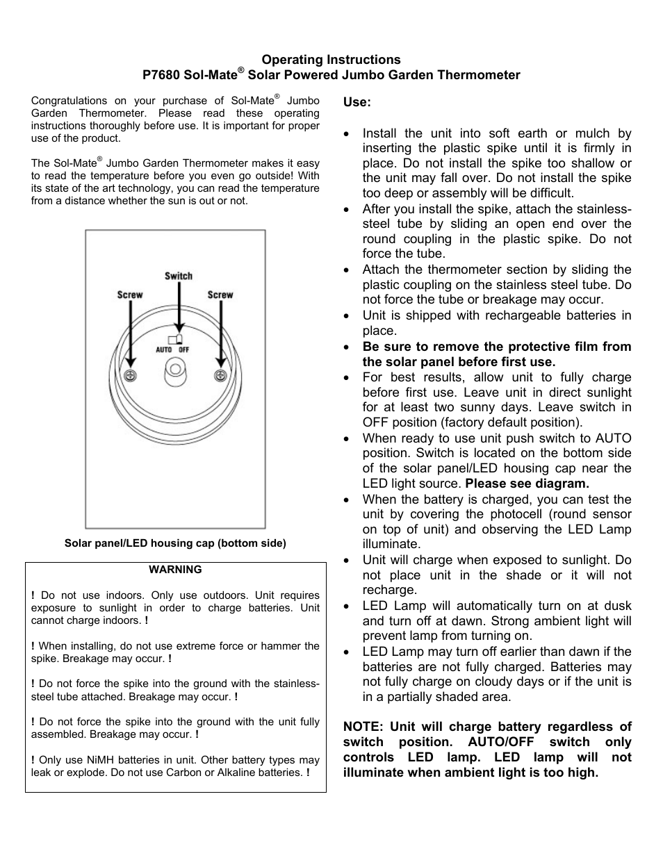 P3 International P7680 User Manual | 2 pages