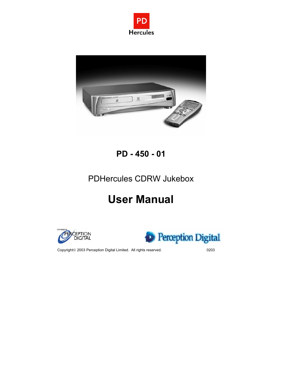 Perception Digital JUKEBOX PD - 450 - 01 User Manual | 42 pages