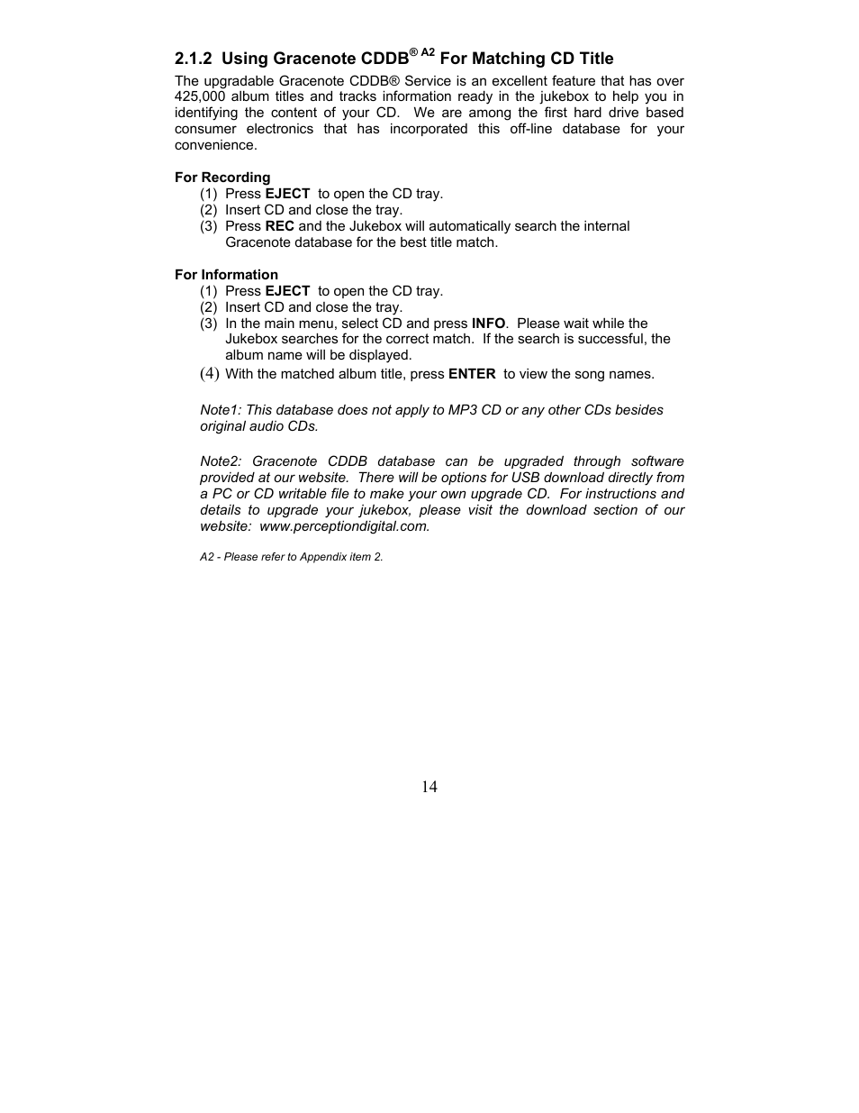 Perception Digital JUKEBOX PD - 450 - 01 User Manual | Page 14 / 42