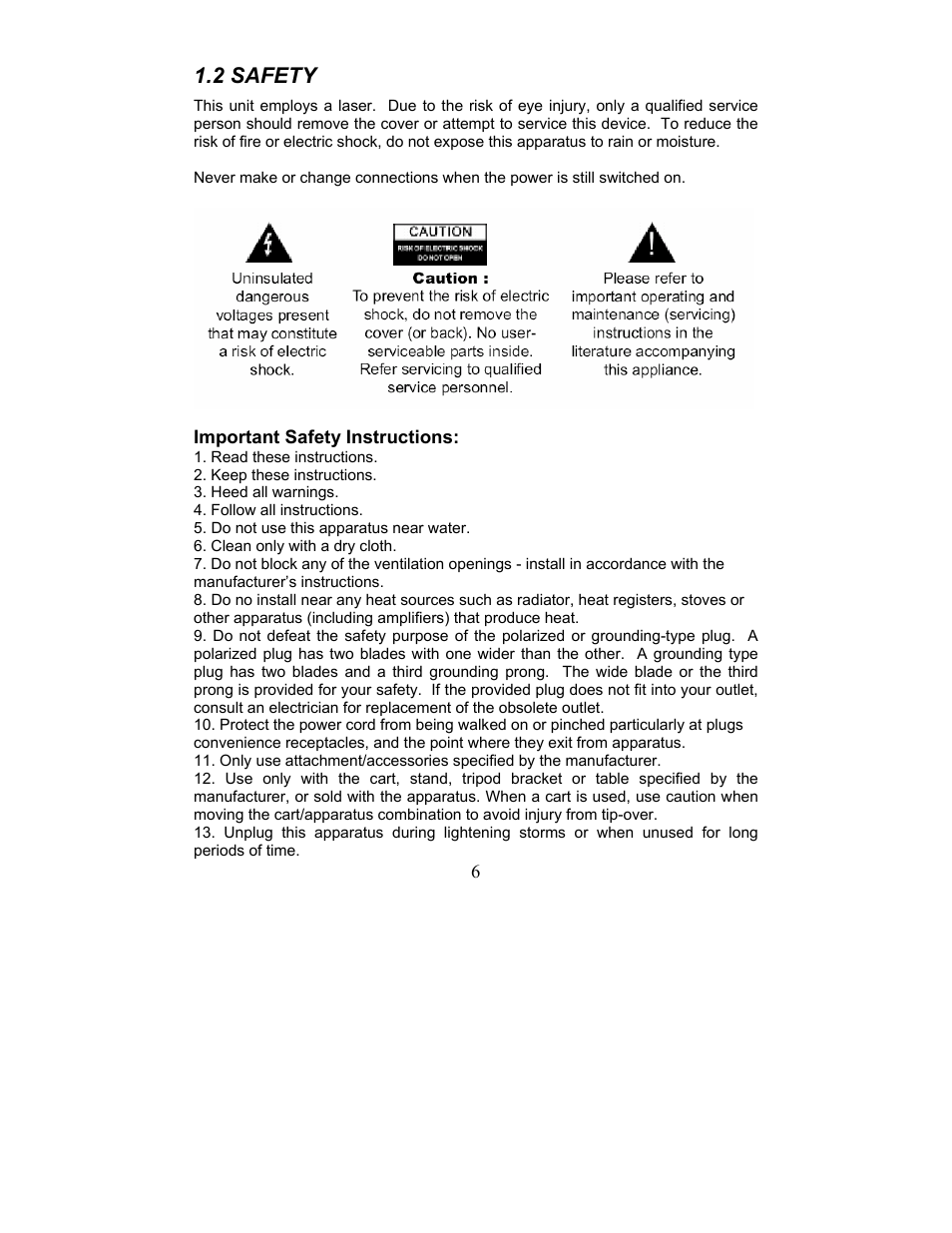 2 safety | Perception Digital JUKEBOX PD - 450 - 01 User Manual | Page 6 / 42