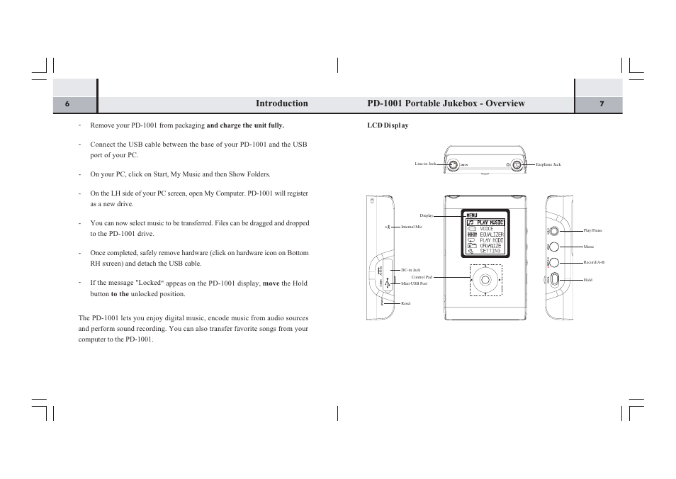 Pd-1001 portable jukebox - overview, Introduction | Perception Digital PD-1001 User Manual | Page 5 / 20