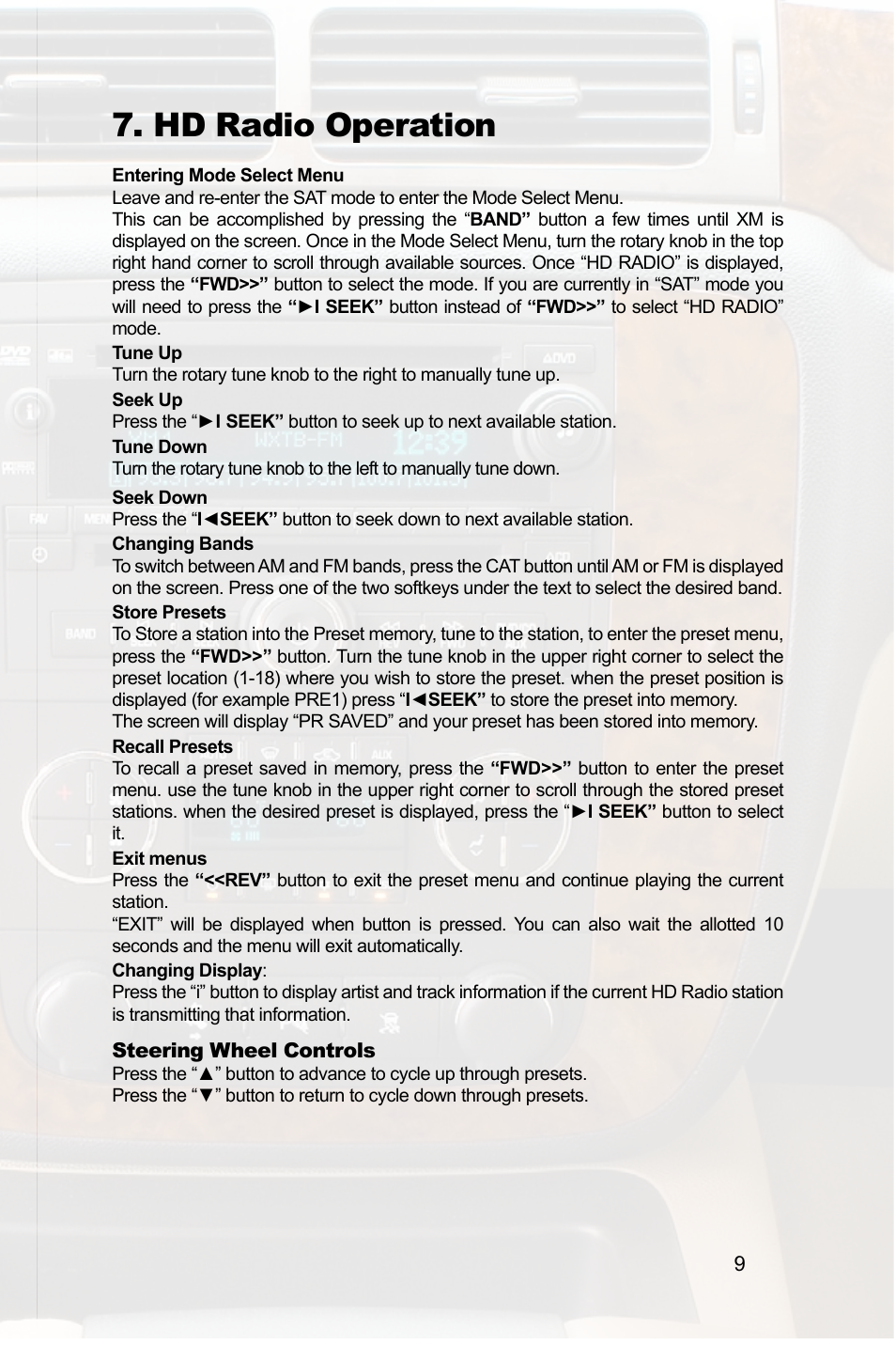 Hd radio operation | Peripheral Electronics PGHGM1 User Manual | Page 11 / 20