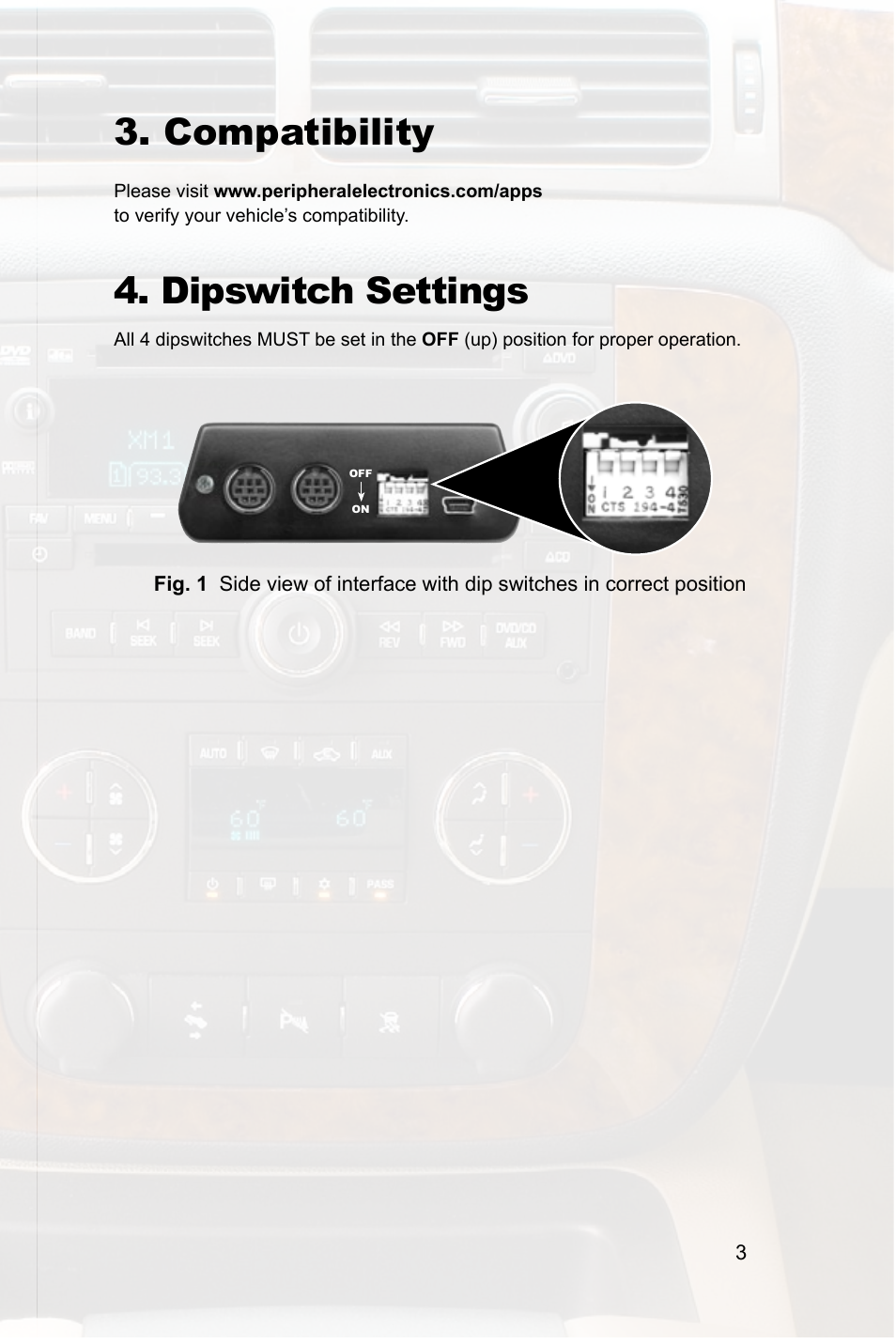 Compatibility, Dipswitch settings | Peripheral Electronics PGHGM1 User Manual | Page 5 / 20