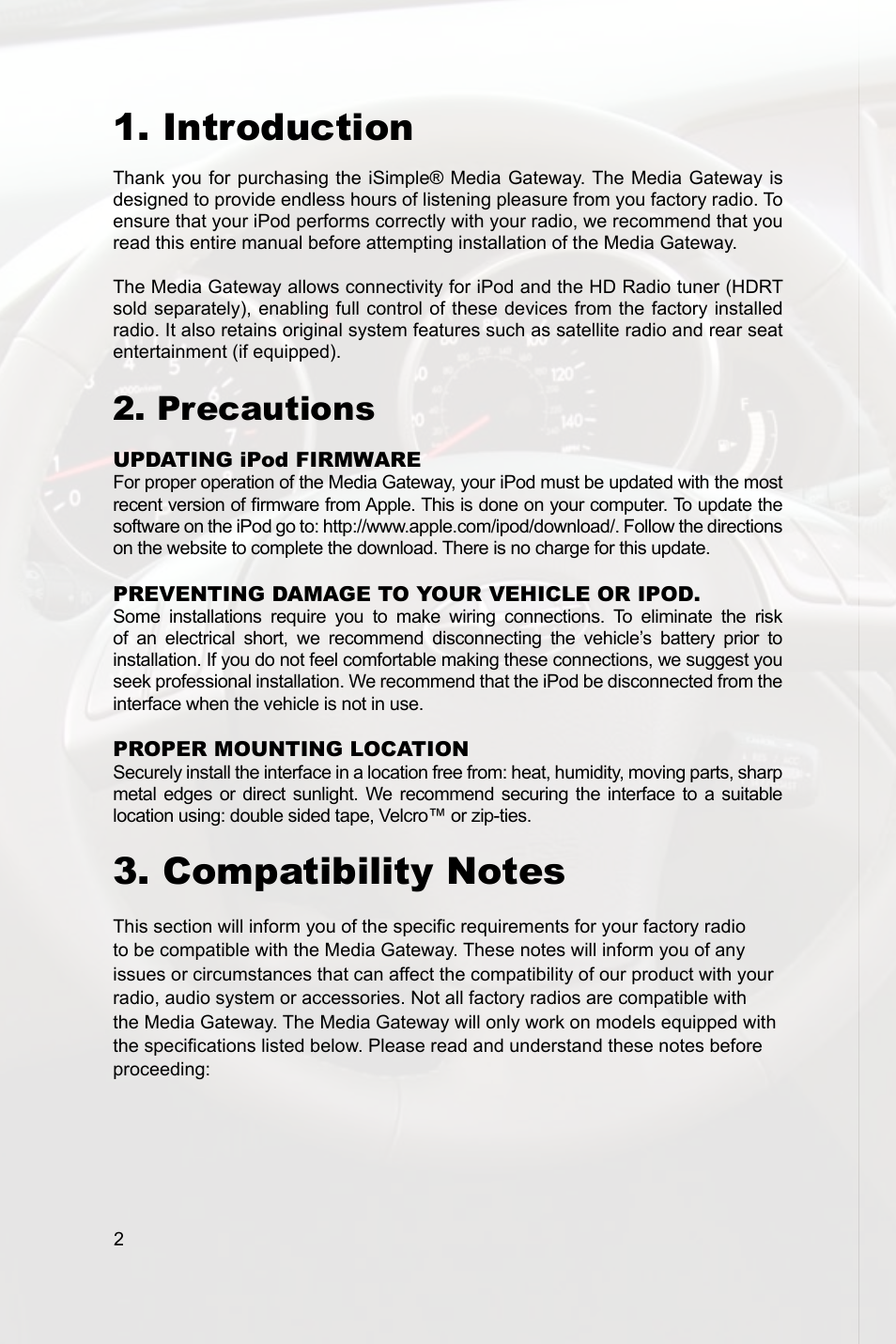 Introduction, Precautions | Peripheral Electronics IPOD PGHSB1 User Manual | Page 4 / 14
