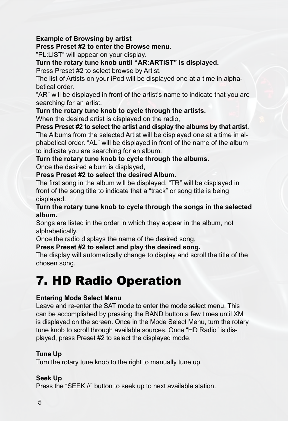 Hd radio operation | Peripheral Electronics SIMPLE PGHGM3 User Manual | Page 8 / 12