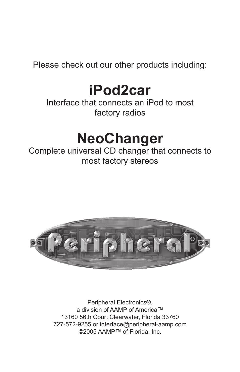 Ipod2car, Neochanger | Peripheral Electronics Aux2Car User Manual | Page 24 / 24