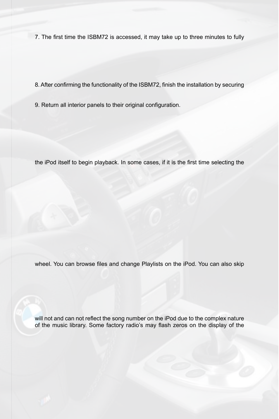 Ipod operation | Peripheral Electronics ISBM72 User Manual | Page 5 / 8