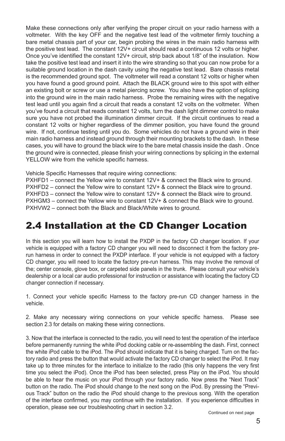 4 installation at the cd changer location | Peripheral Electronics MP3 Player Accessories User Manual | Page 7 / 12