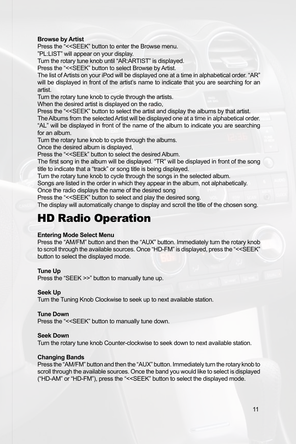 Hd radio operation | Peripheral Electronics MEDIA GATEWAY PXAMG PGHNI2 User Manual | Page 13 / 34