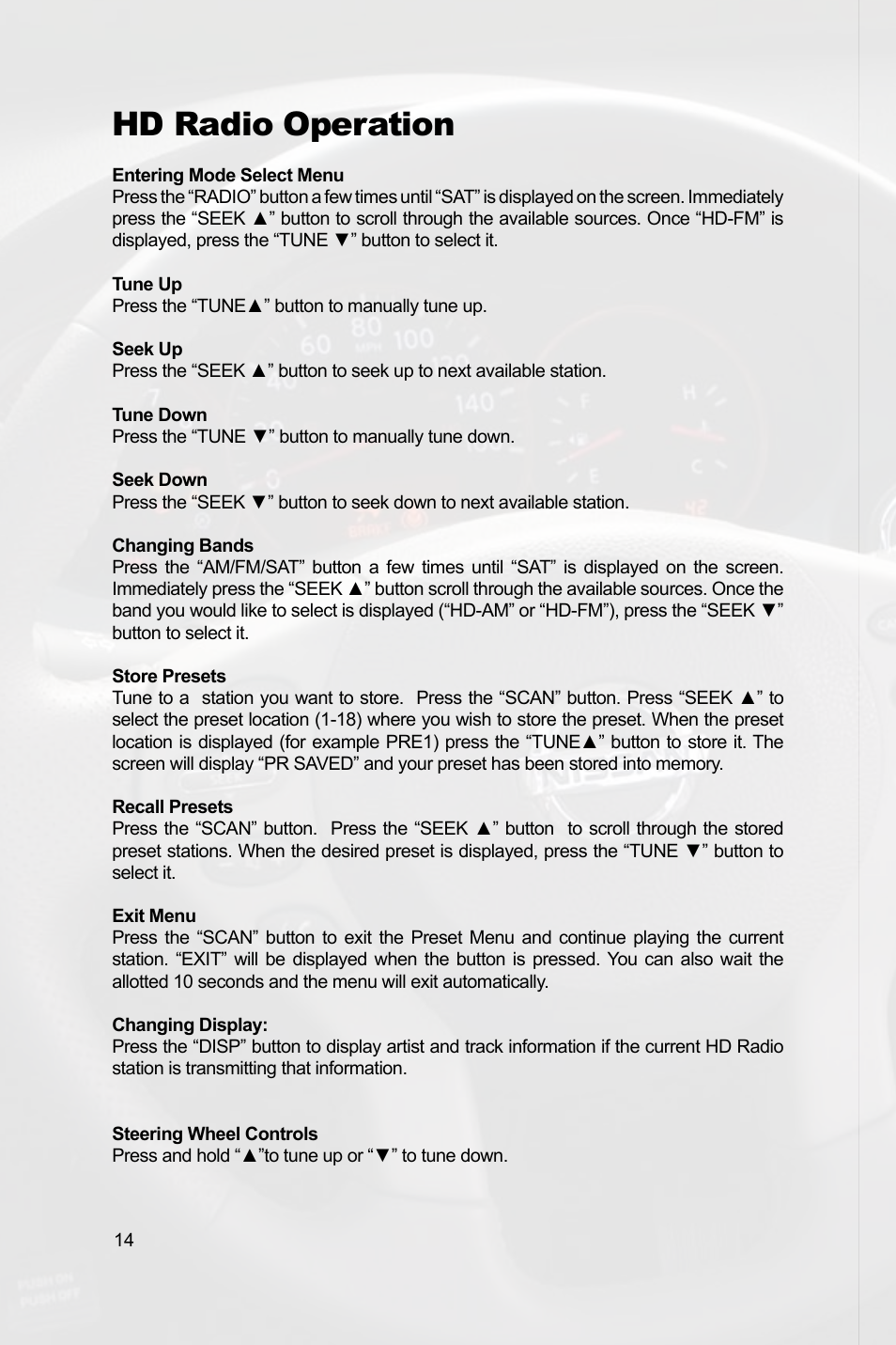 Hd radio operation | Peripheral Electronics MEDIA GATEWAY PXAMG PGHNI2 User Manual | Page 16 / 34