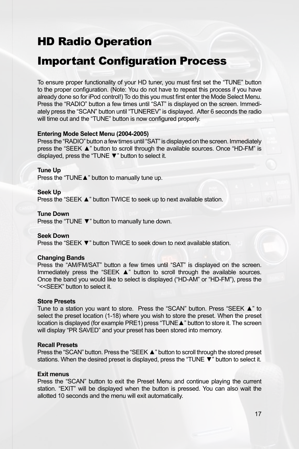 Hd radio operation important configuration process | Peripheral Electronics MEDIA GATEWAY PXAMG PGHNI2 User Manual | Page 19 / 34
