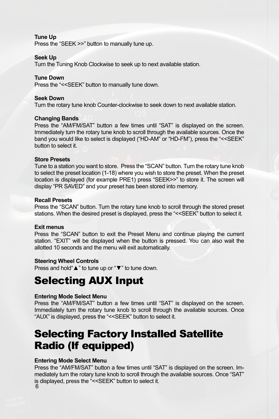 Selecting aux input | Peripheral Electronics MEDIA GATEWAY PXAMG PGHNI2 User Manual | Page 8 / 34
