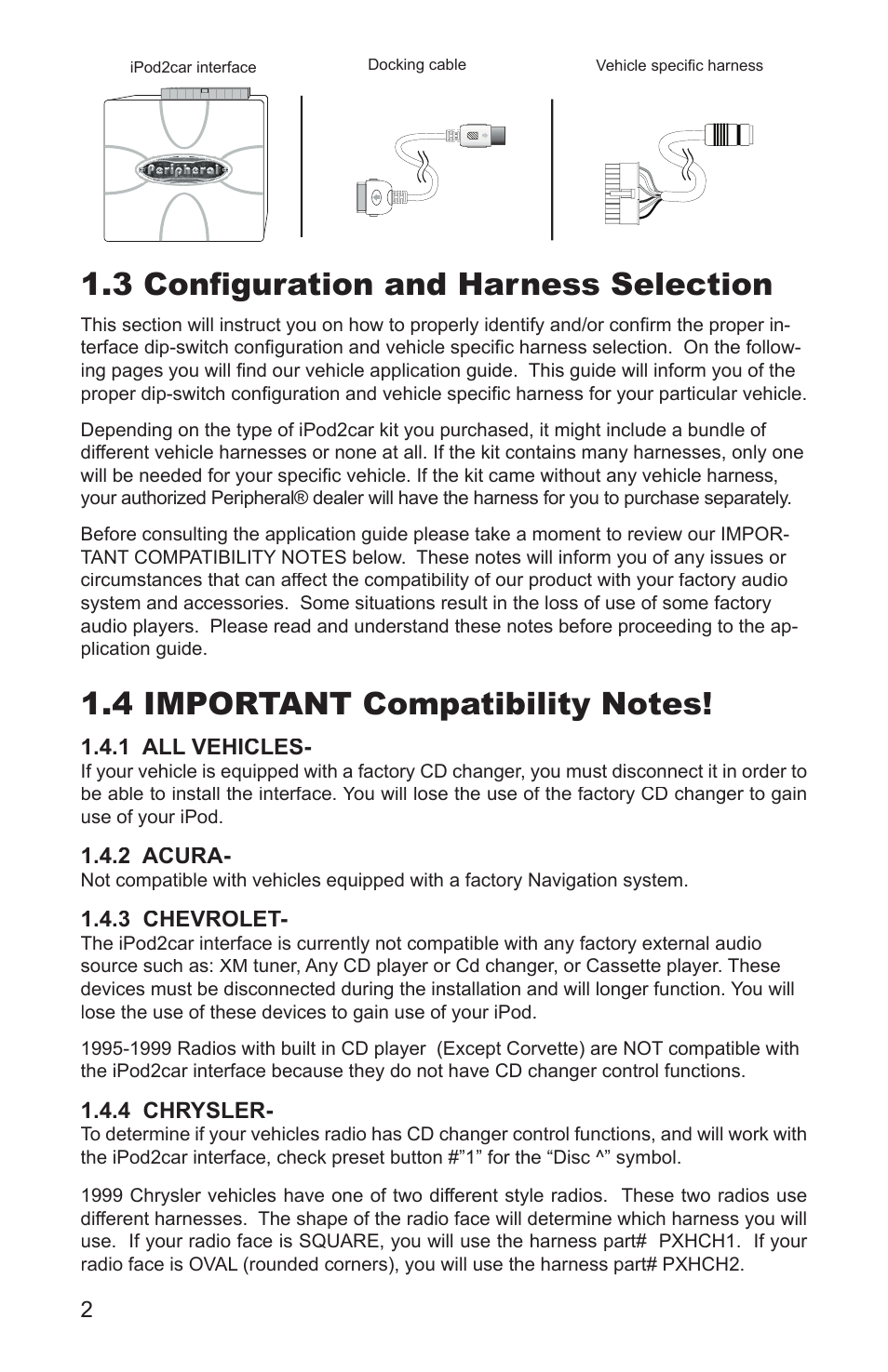 3 conﬁ guration and harness selection | Peripheral Electronics iPod2car User Manual | Page 4 / 20