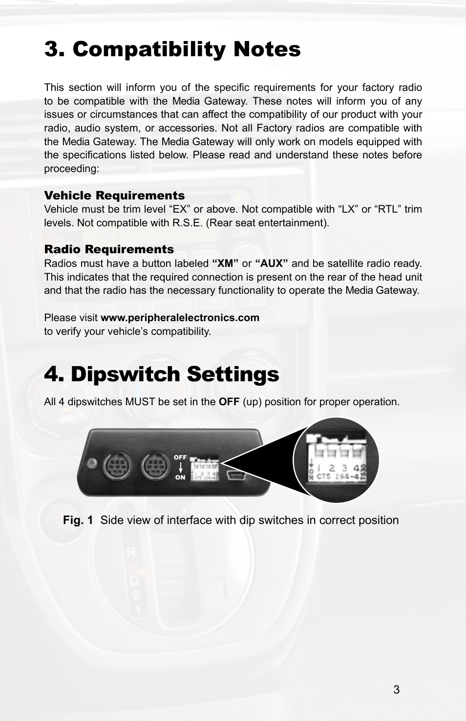 Dipswitch settings | Peripheral Electronics PGHHD1 User Manual | Page 5 / 16