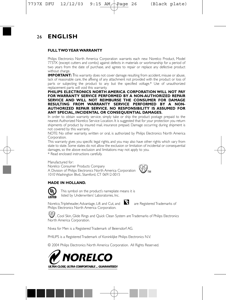 English | Philips Norelco 7737X User Manual | Page 25 / 51