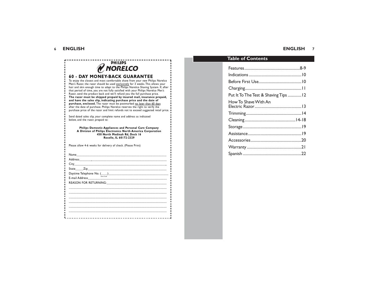 Philips Norelco 7115X User Manual | Page 4 / 11
