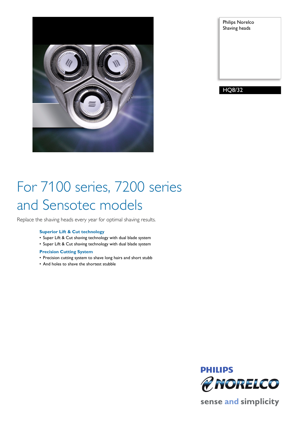 Philips Norelco HQ8/32 User Manual | 2 pages