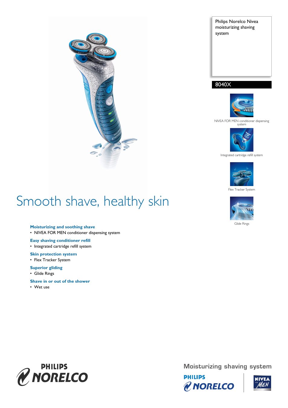 Philips Norelco 8040X User Manual | 2 pages