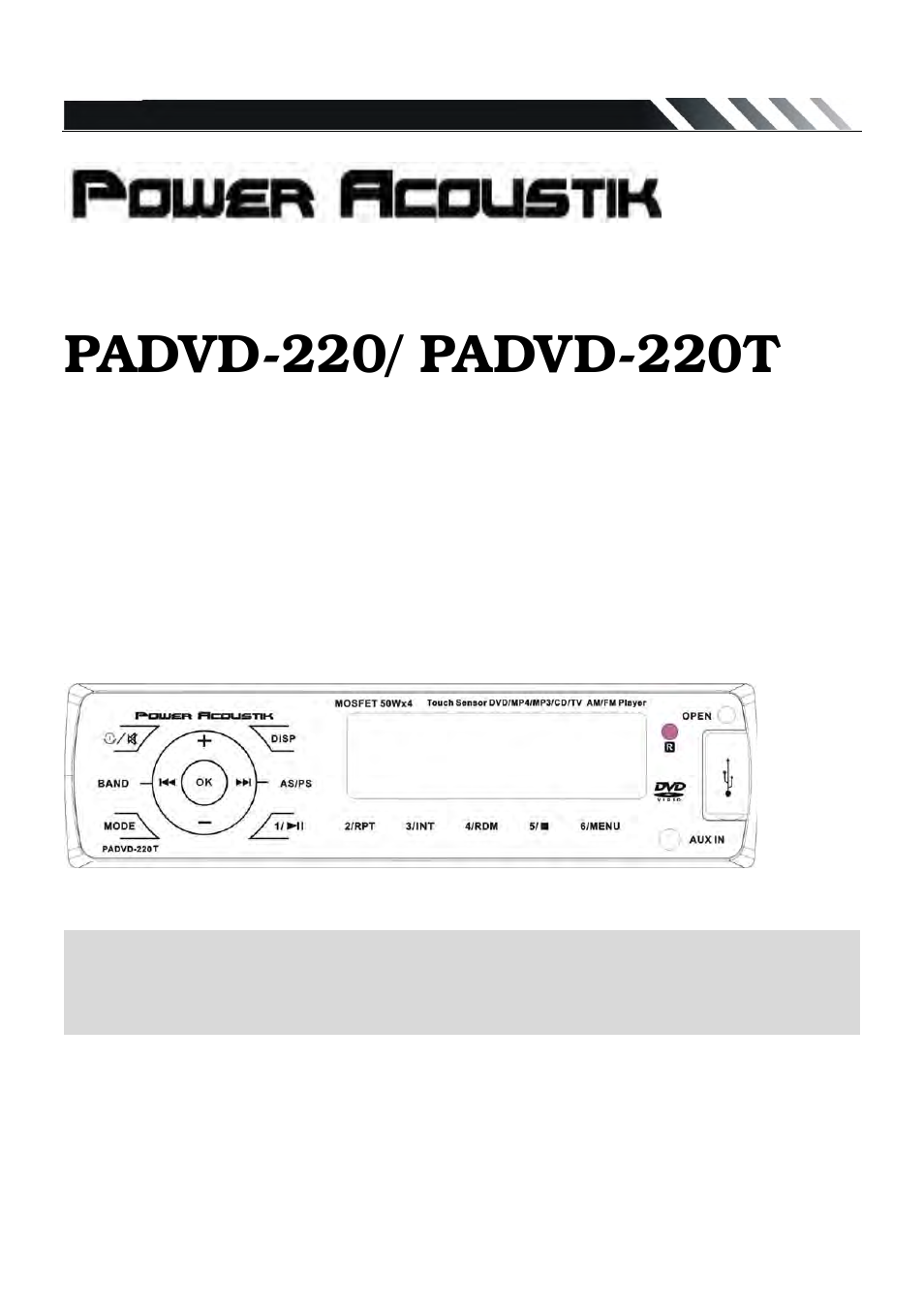 Power Acoustik PADVD-220 User Manual | 24 pages