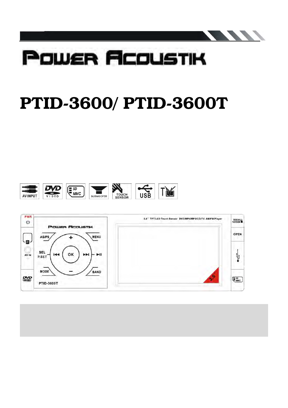 Power Acoustik PTID-3600 User Manual | 26 pages